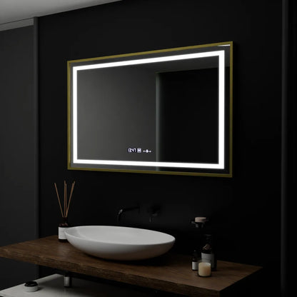 Zrkadlové obdĺžnikové obdĺžnikové 100x80cm Verite Royale Gold Motion Glow Marcello Smoteble Clock Defosting System