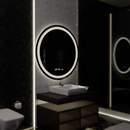 Okrúhle LED zrkadlo 100 cm Celeste Motionglow Marcello Smoteble Clock Defosting System