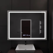 Zrkadlo LED obdĺžnikový 120x80cm Verite Imperial Silver Motion Glow Marcello Clock Defrition System a Smierble Therometer
