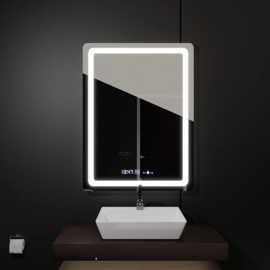 Obdĺžnikové LED zrkadlo 60x80cm Motionglow Sensor Marcellow Wizz Systém rozmrazujúcej hodiny a smiešne teplomer