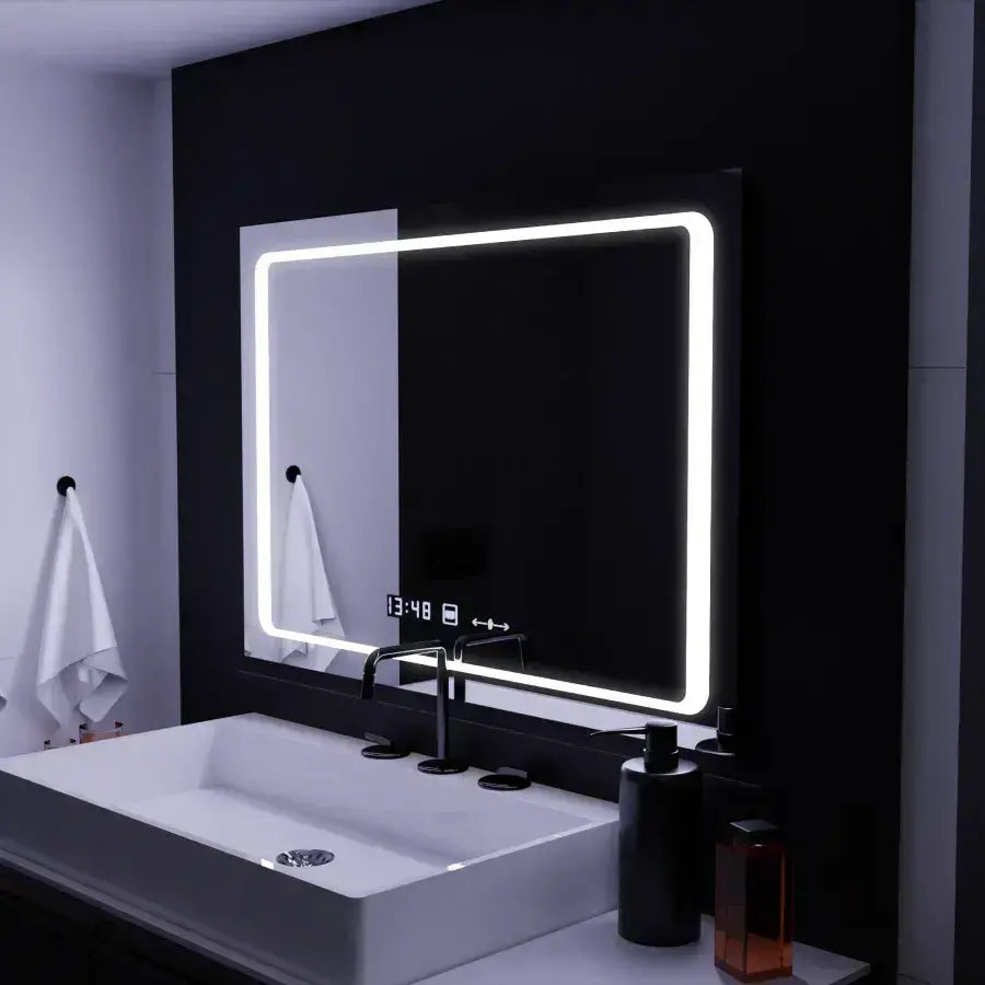 Zrkadlo LED obdĺžnikový 90x60cm Sole Sullo Sensor System rozmrazujúce hodiny a teplomer