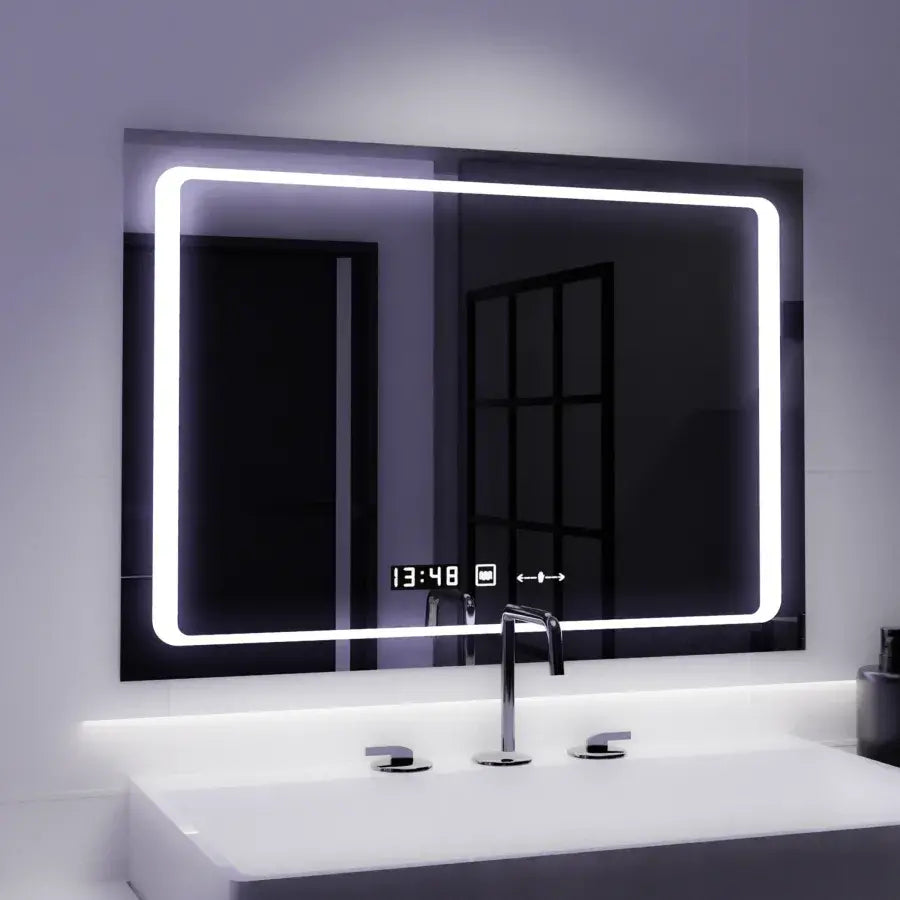 Zrkadlo LED obdĺžnikový 90x60cm Sole Sullo Sensor System rozmrazujúce hodiny a teplomer
