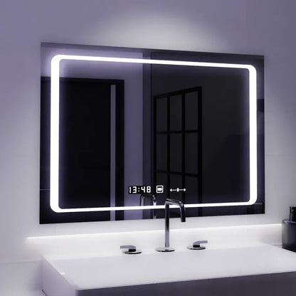 Zrkadlo LED obdĺžnikový 90x60cm Sole Sullo Sensor System rozmrazujúce hodiny a teplomer