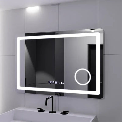 Zrkadlové LED obdĺžnik 90x60cm Souverain Motionglow Marcello Demonant Clock Defosting System