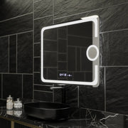 Zrkadlové obdĺžnikové obdĺžnikové 80x60cm Eclat Motionglow Marcello Clock Defrition System & Wolf Termometer Smoteble Cosmetic
