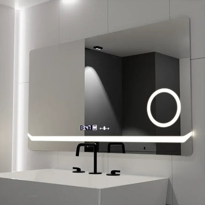 Zrkadlo LED obdĺžnikový 80x60cm Definícia Motionglow Marcello Demontačné hodinové odmrazovanie systému