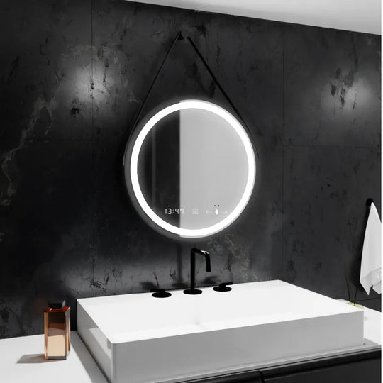 Oglinda LED Rotunda, 50cm, Celeste Majeste Noir Eleve MotionGlow Marcello, Sistem Dezaburire, Ceas & Termometru, Dimabila Oglinzi Marcello Default Title Alessandro Design