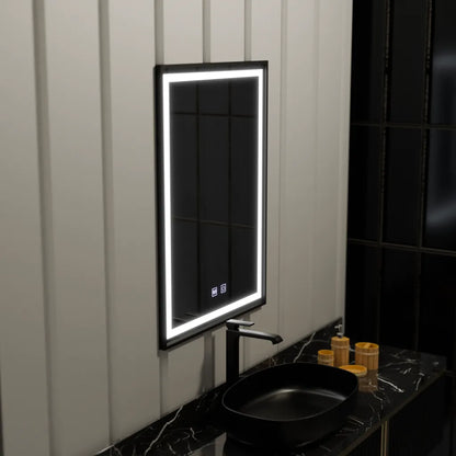 Zrkadlové obdĺžnikové obdĺžnikové 60x90cm hranu Svetlo dotykový systém, čierny rám