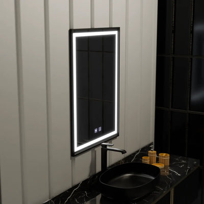Zrkadlové obdĺžnikové obdĺžnikové 60x90cm hranu Svetlo dotykový systém, čierny rám