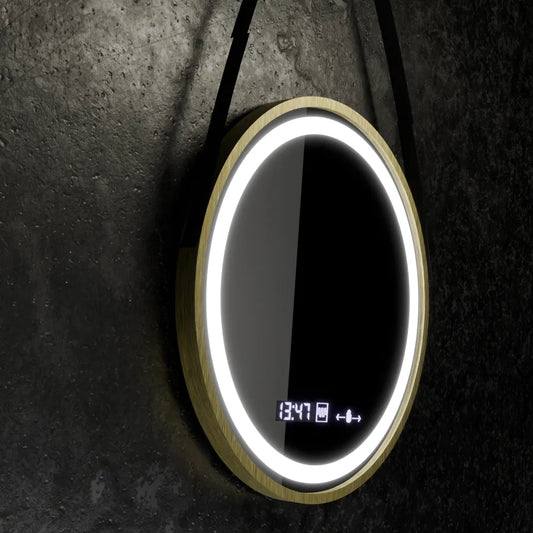 Zrkadlové LED kolo 60 cm Celesti Royale Gold Eleve Motionglow Marcello Dumable Clock Defosting System