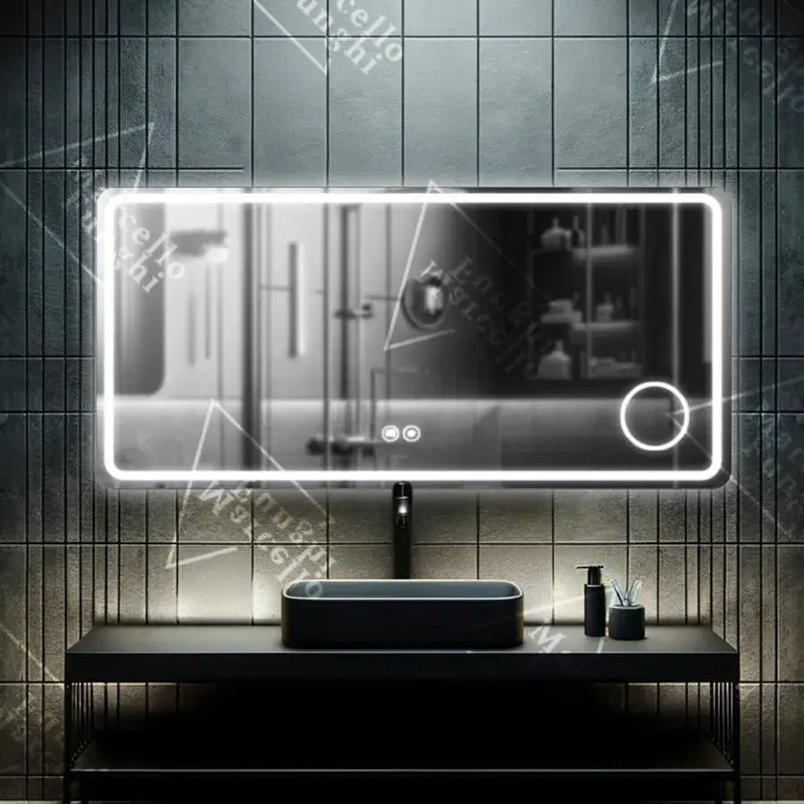 Zrkadlové obdĺžnikové 90x75cm Souverain Motionglow Marcello Demonant Clock System & Wolf Termometer