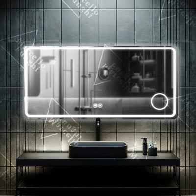 Zrkadlové obdĺžnikové 90x75cm Souverain Motionglow Marcello Demonant Clock System & Wolf Termometer