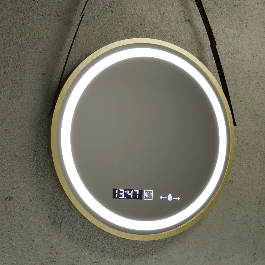 Zrkadlové LED kolo 60 cm Celesti Royale Gold Eleve Motionglow Marcello Dumable Clock Defosting System