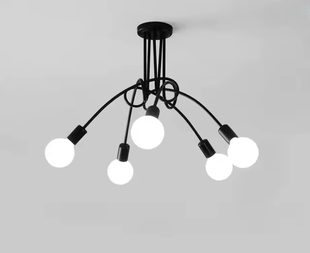 Modernistic Penta 5, 5x E27, čierny, moderný dizajn
