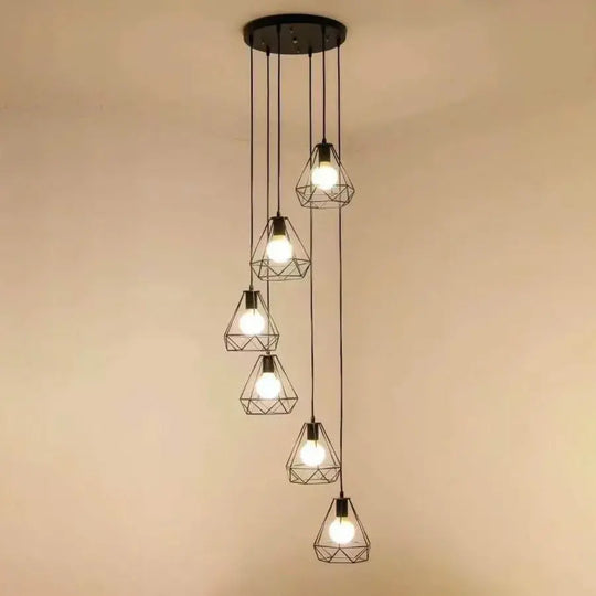 Luster v tvare diamantu, ŠTRUKTÚRA, 6x E27, čierny, kovový lesk Industrial Default Title Alessandro Design