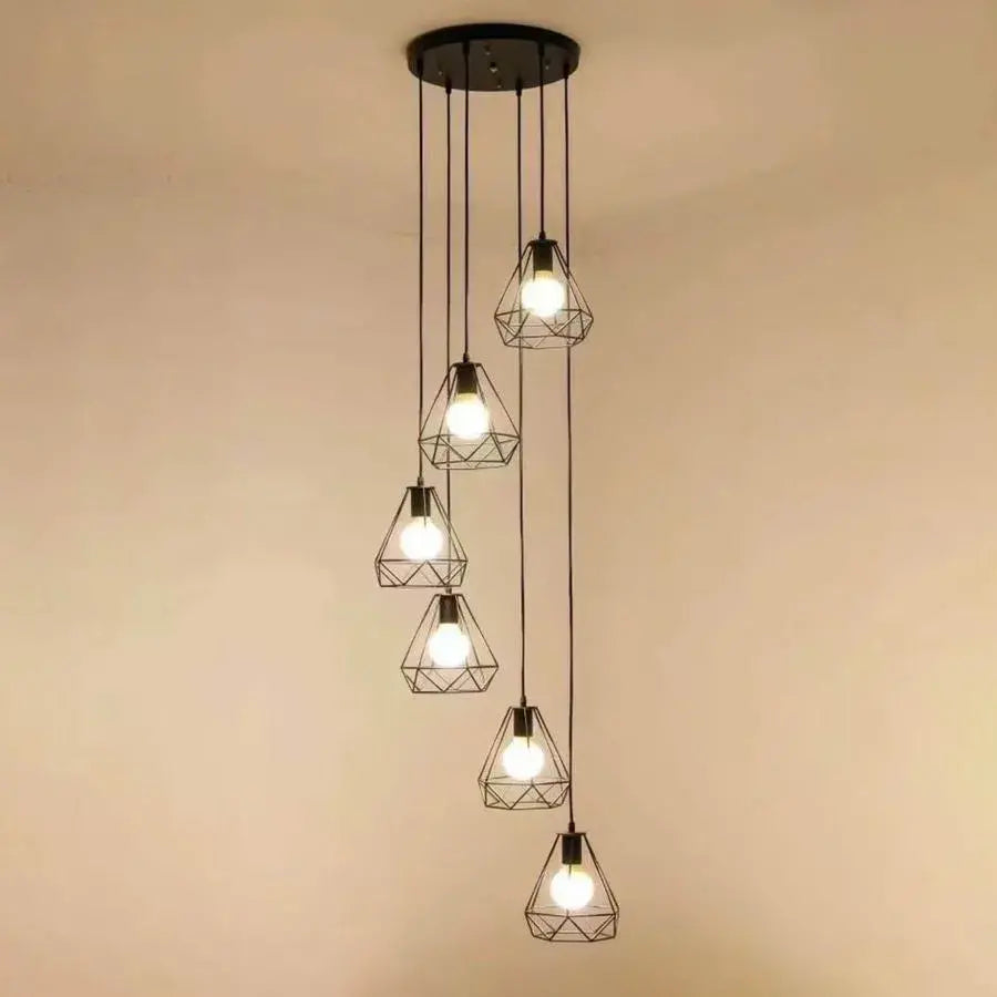 Polust Diamond Tvar, Struktur, 6x E27, čierny, kovový