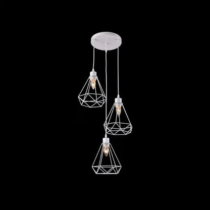 Luster v tvare diamantu, ŠTRUKTÚRA, 3xE27, biely, kovové priemyselné lustre Predvolený názov Alessandro Design