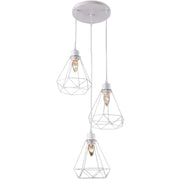Luster v tvare diamantu, ŠTRUKTÚRA, 3xE27, biely, kovové priemyselné lustre Predvolený názov Alessandro Design