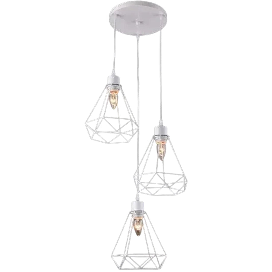 Luster v tvare diamantu, ŠTRUKTÚRA, 3xE27, biely, kovové priemyselné lustre Predvolený názov Alessandro Design