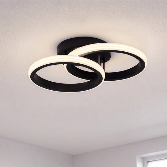LED luster VERTEX CIRCULA 21W, 2 kruhy, kovové rámy, studené/teplé/neutrálne svetlo 3000K/4000K/6000K, čierny, kovové LED lustre Predvolený názov Alessandro Design