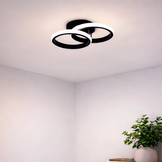 LED luster VERTEX CIRCULA 21W, 2 kruhy, kovové rámy, studené/teplé/neutrálne svetlo 3000K/4000K/6000K, čierny, kovové LED lustre Predvolený názov Alessandro Design