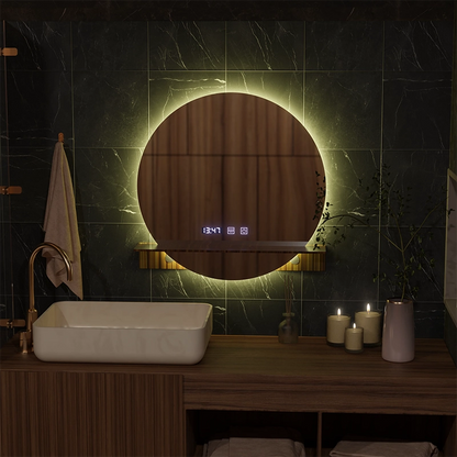 LED Touch Alfred Mirror Defrition Systém, hodiny a teplota 60x60 cm s integrovanou podporou