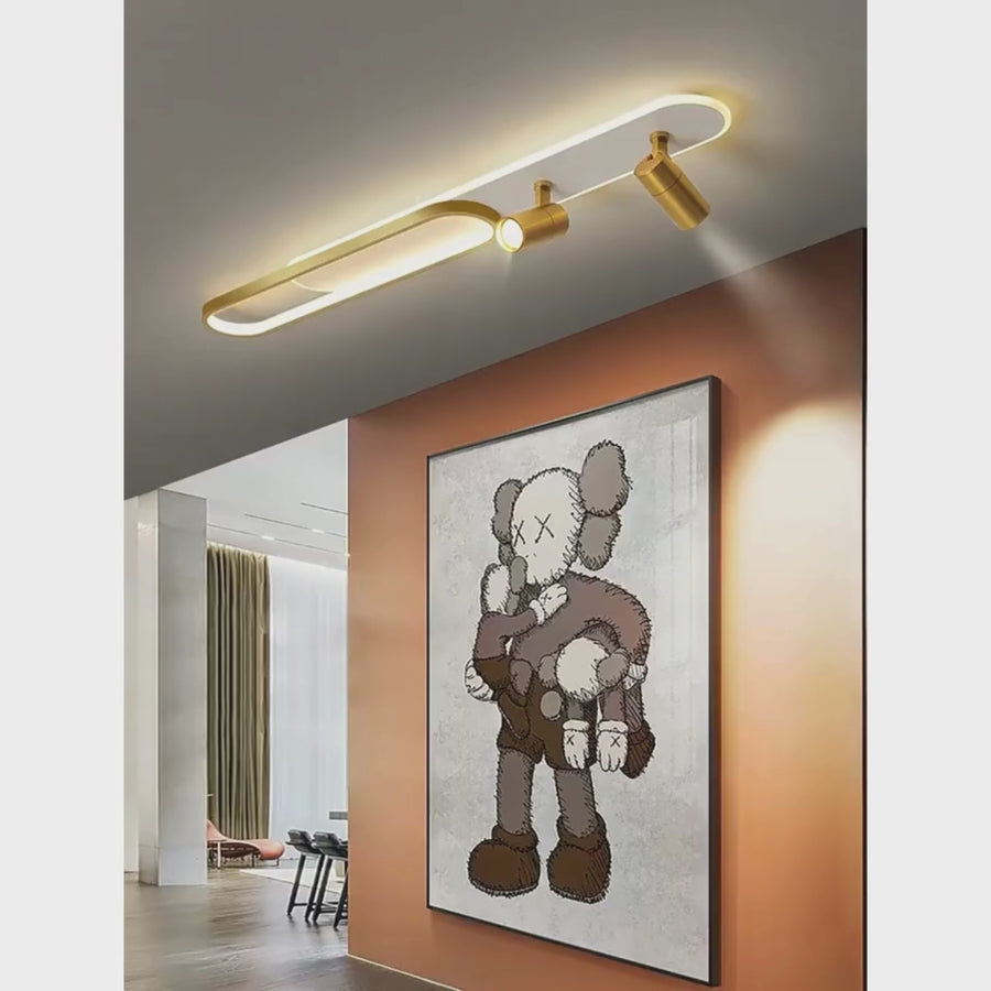 Lustra LED cu Proiector Reglabil FISSO Camilla, 69W, lumina Rece/Calda/Neutra, Auriu Lucios