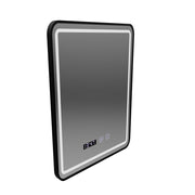LED Touch Karl Mirror Defrition Systém, hodiny a teplota 50x70 cm Čierny kefový rámec
