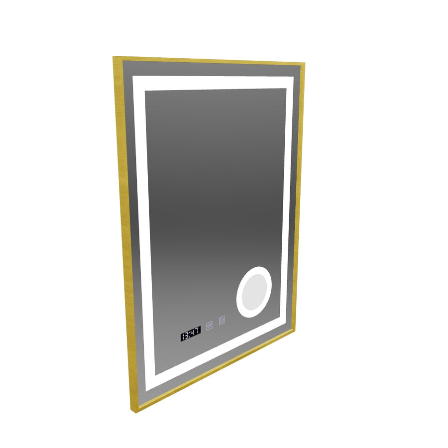 Zrkadlové LED dotyk Stefan Debrication System, Voda a teplota 60x80 cm Zlaté ramahed kozmetické lup Lup