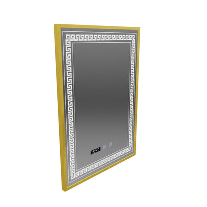 Zrkadlo LED Touch Bruno Zástupca oddelenia, hodiny a teplota 60x80 cm strieborný rám