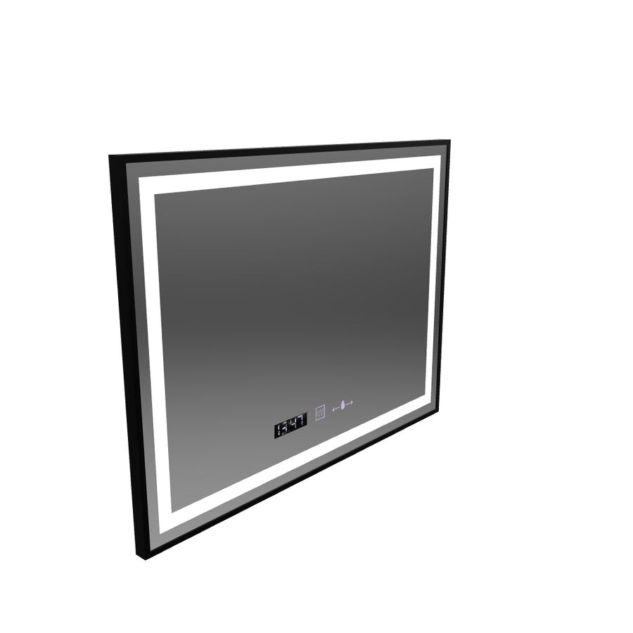 Zrkadlo LED obdĺžnik 100x80cm Verite Majets Noir Motionglow Marcello Demontantle Clock Deframent a Smoble Tepometer