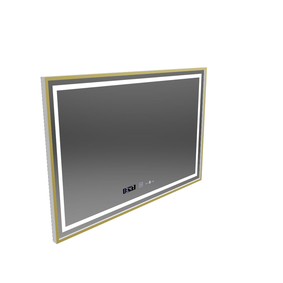 Zrkadlo LED obdĺžnik 100x65cm Verite Royale Gold Motion Glow Glow Marcello Clock Defrition System a Smoteble Therometer