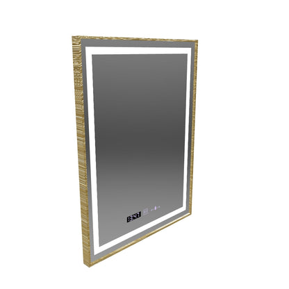 Zrkadlo LED obdĺžnikový 60x80cm Verite Royale Gold Motionglow Marcello Smoteble Clock Defosting System
