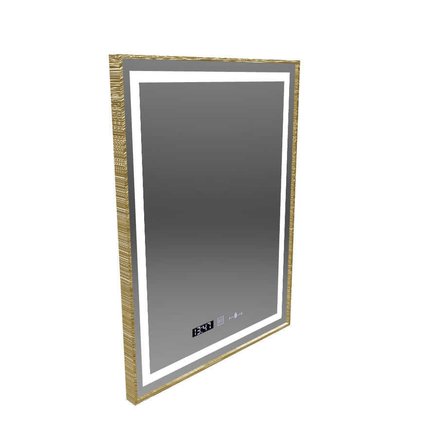 Zrkadlo LED obdĺžnikový 60x80cm Verite Royale Gold Motionglow Marcello Smoteble Clock Defosting System