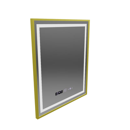 Zrkadlo LED obdĺžnik 75x90cm Verite Royale Gold Motionglow Marcello Smoteble Clock Defosting System
