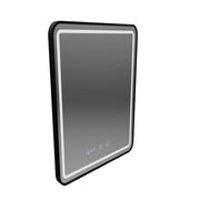 LED Touch Gerhard Mirror Defrition System, Clock and TEPELE 60x80 cm Čierny kefový rámec