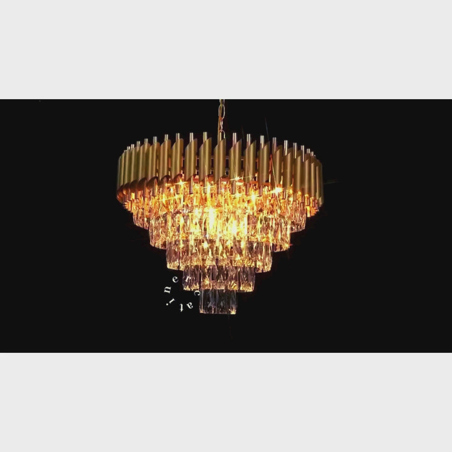 Crystal Luster Versailles Eleganza 8x E14, priemer 49 cm, zlato, nastaviteľná výška