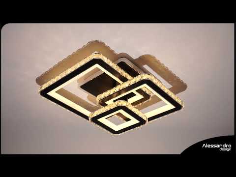Lulus viedol Nova Quadria s kryštálmi, 3 svetelné zdroje, RGB, s diaľkovým ovládaním, 154 W, Black & Cadless