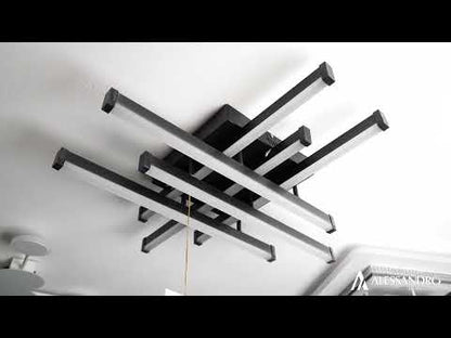 LED luster s diaľkovým ovládaním LINEX, 63W, 6 prvkov, lineárny, studené/teplé/neutrálne svetlo, stmievateľné, čierny