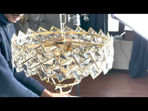 Crystal Luster Windsor Noble 5xE27, priemer 40 cm, lesklé zlato, nastaviteľná výška