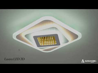 LED LED LED 3D štvorcové, 36W, biele, studené/horúce/neutrálne svetlo