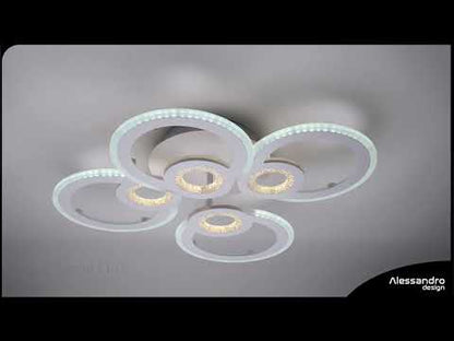 LED luster s Kadeovým diaľkovým ovládaním, 72 W, 4 kruhy, studené/horúce/neutrálne svetlo, nestabilné, biele