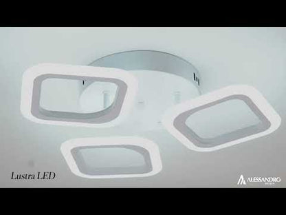 LED LED Erika, 24 W, 3 štvorce, neutrálne svetlo, biele