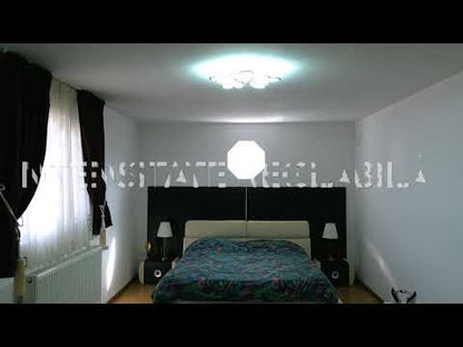 LED luster s diaľkovým ovládaním kvetu, 60 W, 5 okvetných lístkov, studené/horúce/neutrálne svetlo, nestabilné, biele