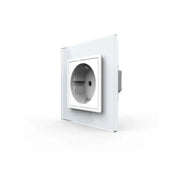 Schuko Schuko Socket, terminály bez skrutky, sklenený rám, biely, livolo