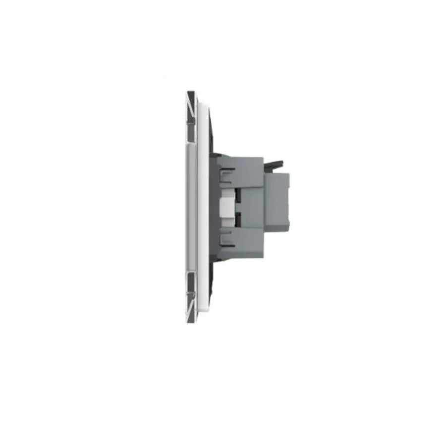 Schuko Schuko Socket, terminály bez skrutky, sklenený rám, biely, livolo