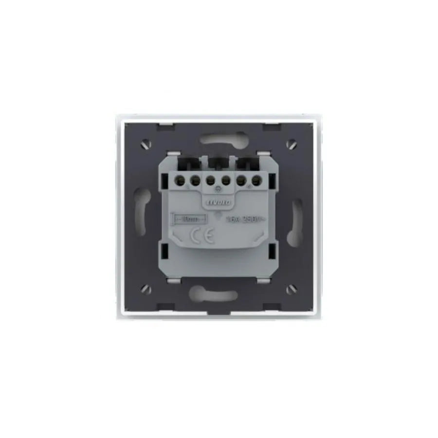 Schuko Schuko Socket, terminály bez skrutky, sklenený rám, biely, livolo