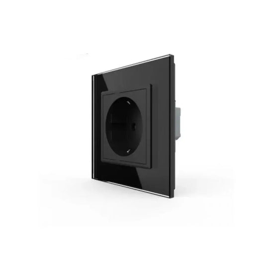 Schuko Schuko Socket, terminály bez skrutky, sklenený rám, čierny, livolo