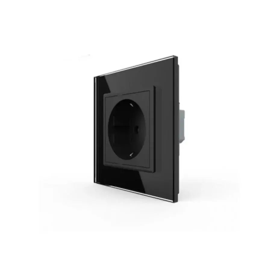 Schuko Schuko Socket, terminály bez skrutky, sklenený rám, čierny, livolo