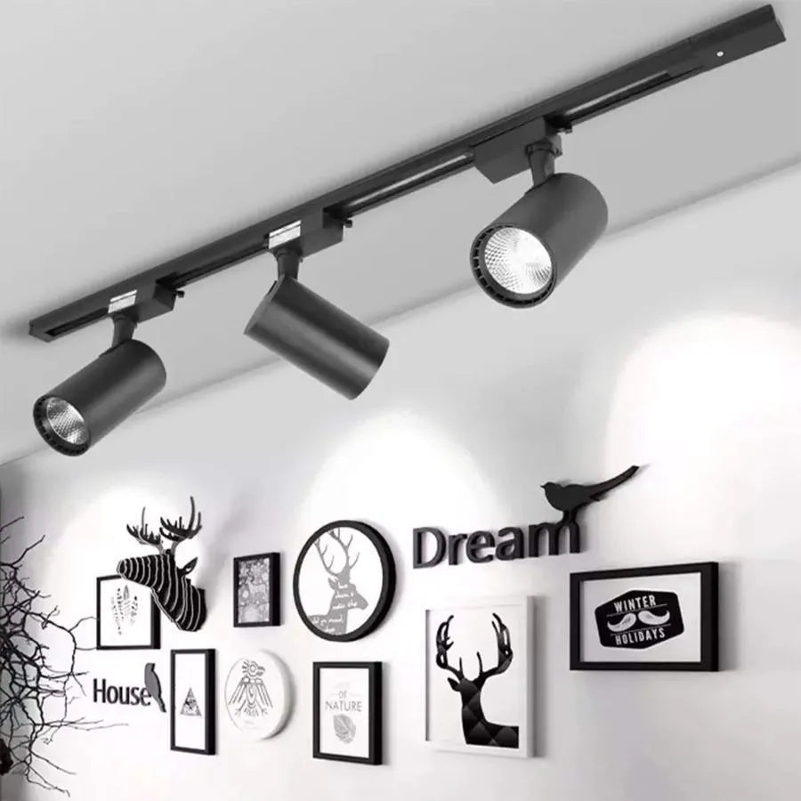 Magnetický, rotačný LED projektor, 12W, neutrálne svetlo, čierne